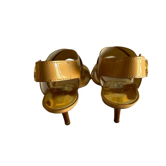 MICHAEL KORS JOSSELLE OPEN TOE WOMANS CAMEL LEATHER SHOE SZ 7M - Picture 5 of 13